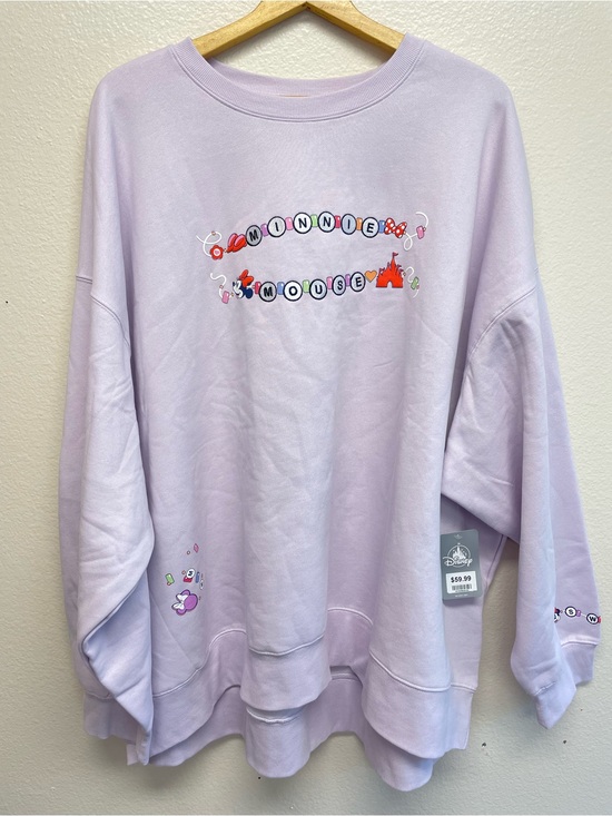 Disney Tops - NWT 2X Disney Minnie Mouse Friendship Bracelet Pullover Sweatshirt Light Purple